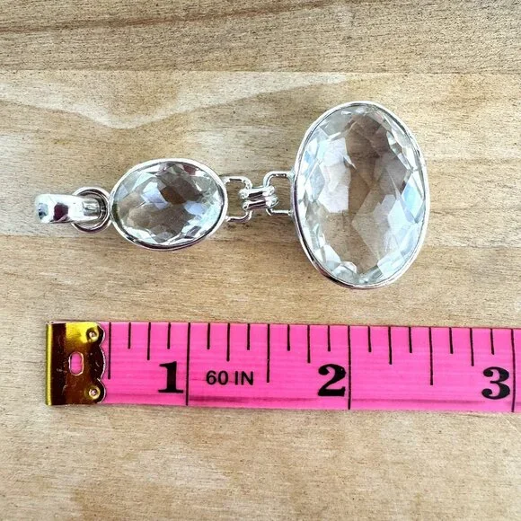 925 STERLING SILVER CRYSTAL QUARTZ PENDANT - MARKED - 2.5" 18g - Picture 5 of 5